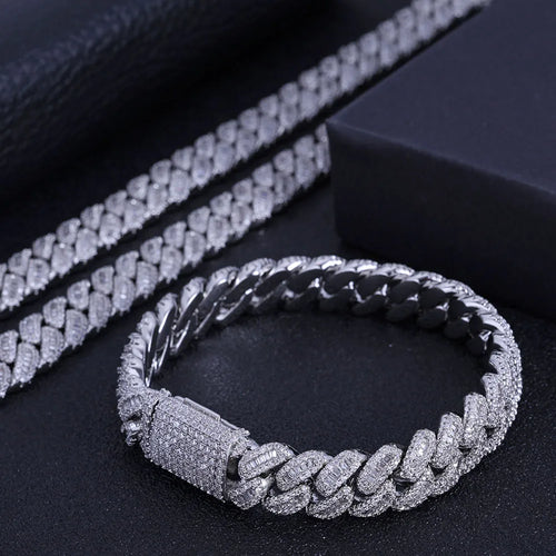 12MM Cuban Link Chain Bracelet for Men Women Zircon Paved Iced Out Bling Miami Cuban Bracelet Hip Hop Jewelry